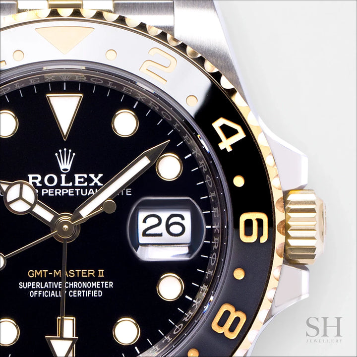 Rolex GMT-Master II 40mm Steel/YG Black Dial Button Markers 2023 Ref m126713grnr-0001 (#398)