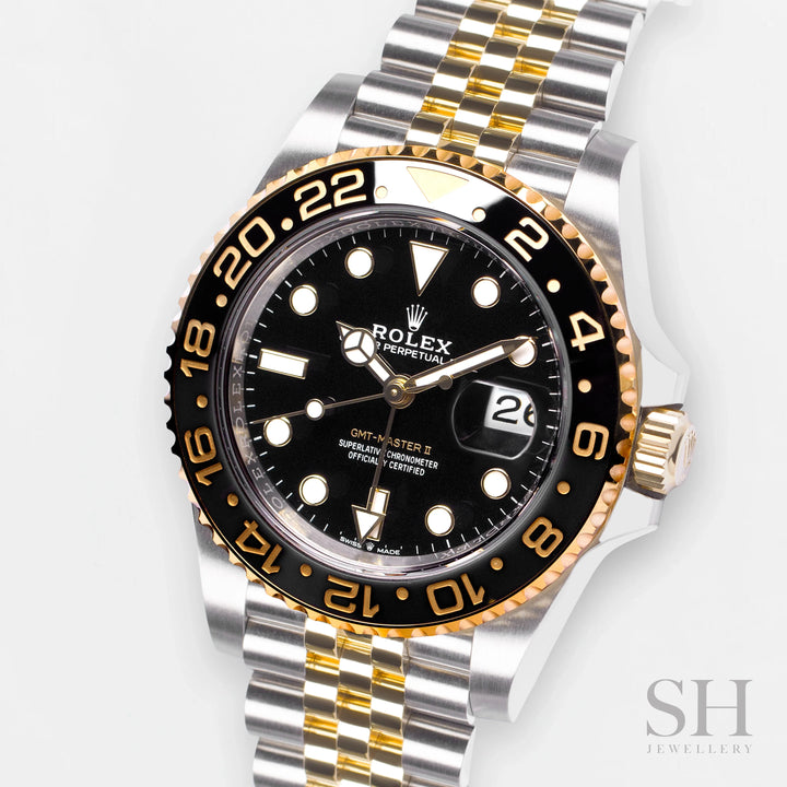 Rolex GMT-Master II 40mm Steel/YG Black Dial Button Markers 2023 Ref m126713grnr-0001 (#398)