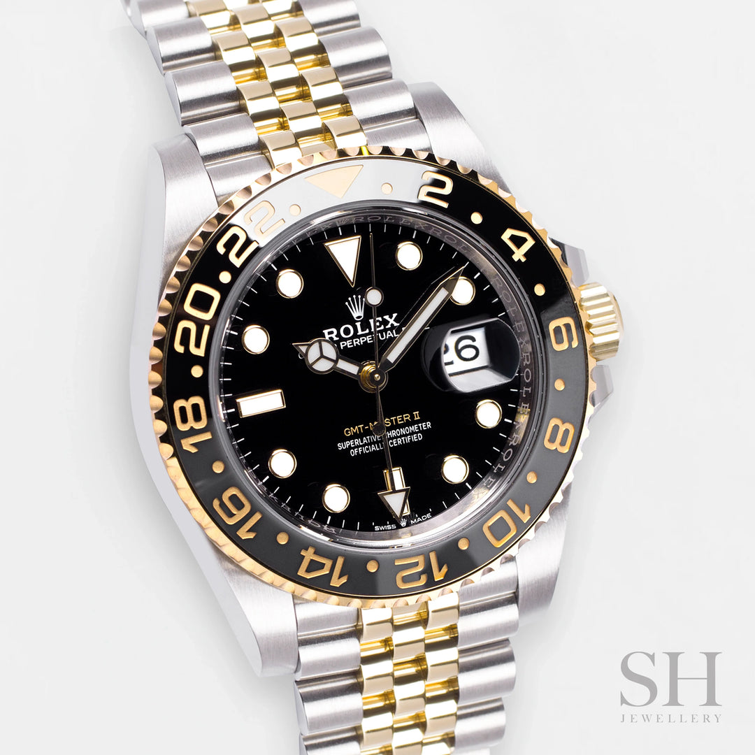 Rolex GMT-Master II 40mm Steel/YG Black Dial Button Markers 2023 Ref m126713grnr-0001 (#398)