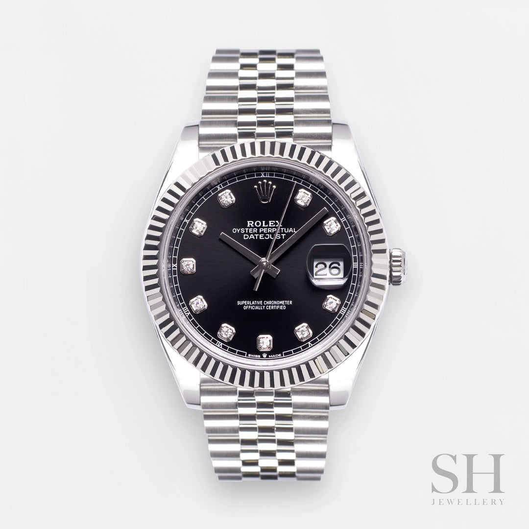 Rolex Datejust41 41mm Steel/WG Black Dial Diamond Markers 2023 Ref m126334-0012 (#489)