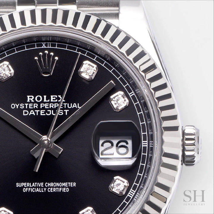 Rolex Datejust41 41mm Steel/WG Black Dial Diamond Markers 2023 Ref m126334-0012 (#489)