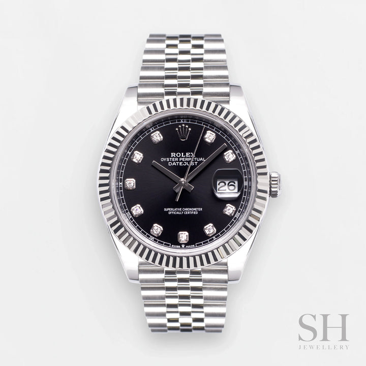 Rolex Datejust41 41mm Steel/WG Black Dial Diamond Markers 2024 Ref m126334-0012 (#590)