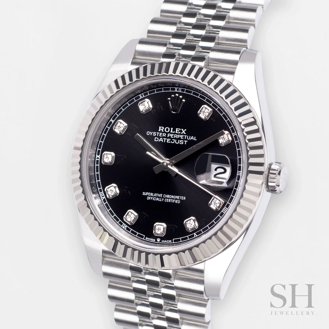 Rolex Datejust41 41mm Steel/WG Black Dial Diamond Markers 2024 Ref m126334-0012 (#697)