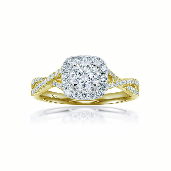 Elegant Cushion Shaped Halo Ring with Infinity Band - W0410