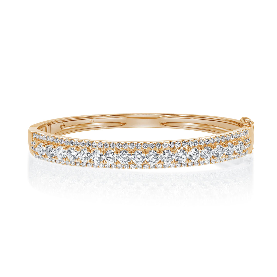 The Magestic Multi Diamond Pave Sides Bangle 6.5mm - W0933