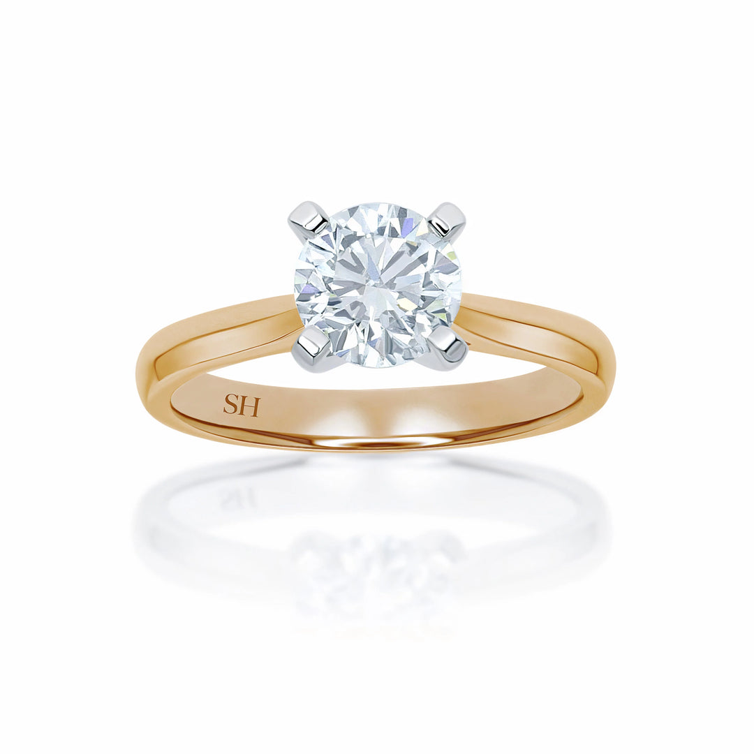 Modern 4-Claw solitaire engagement ring - W0006