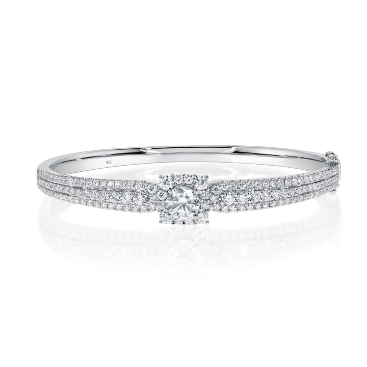 Square Halo Centre in Three Row Bangle (5.5mm) - W0914