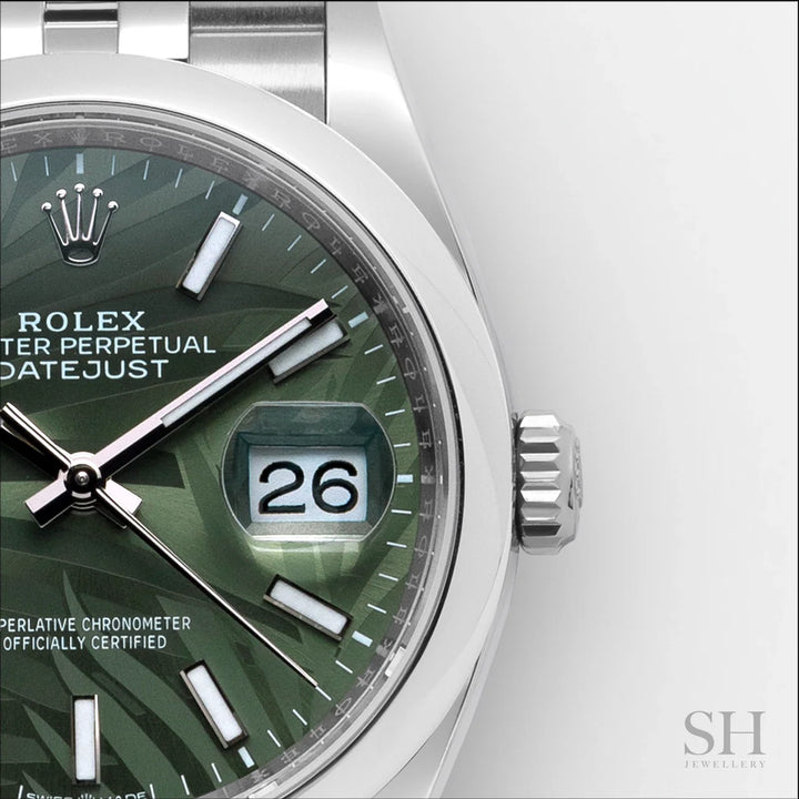 Rolex Datejust36 36mm Steel Green Motif Dial Stick Markers 2023 Ref m126200-0019 (#520)