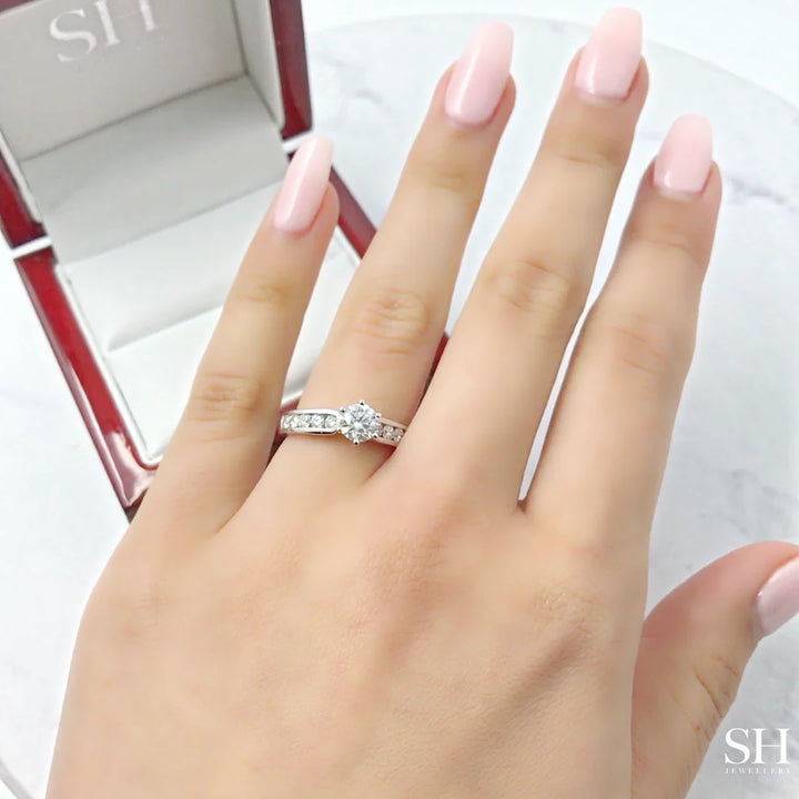 6-claw channel set timeless engagement ring - W0353