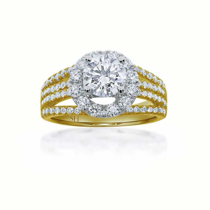 Bright Modern Halo Ring with 4-Bands - W0347