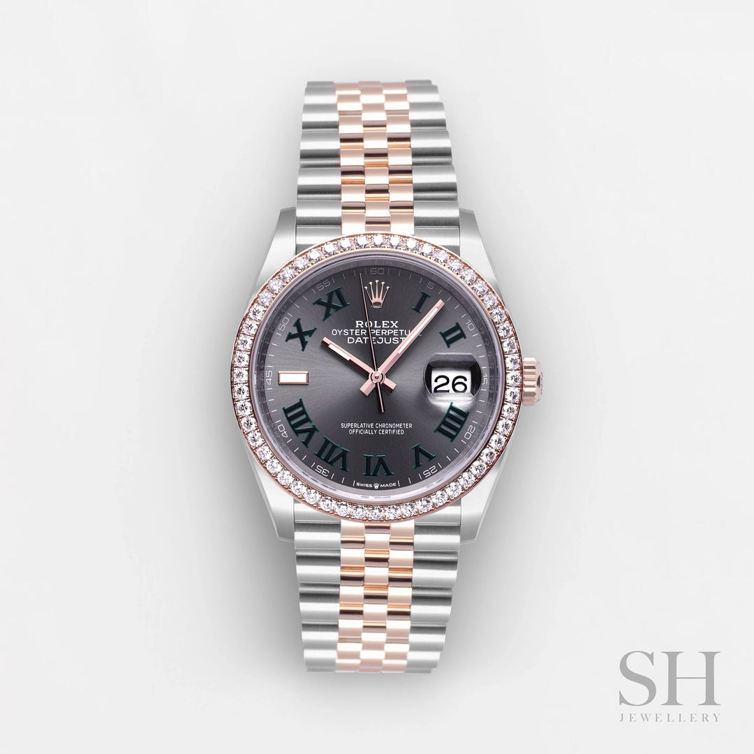 Rolex Datejust36 36mm 'Wimbledon' Steel/RG Slate Dial Numeral Markers 2023 Ref m126281rbr-0017 (#567)