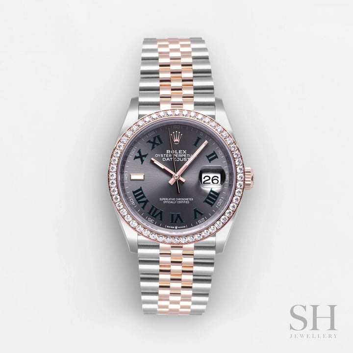 Rolex Datejust36 36mm 'Wimbledon' Steel/RG Slate Dial Numeral Markers 2023 Ref m126281rbr-0017 (#567)