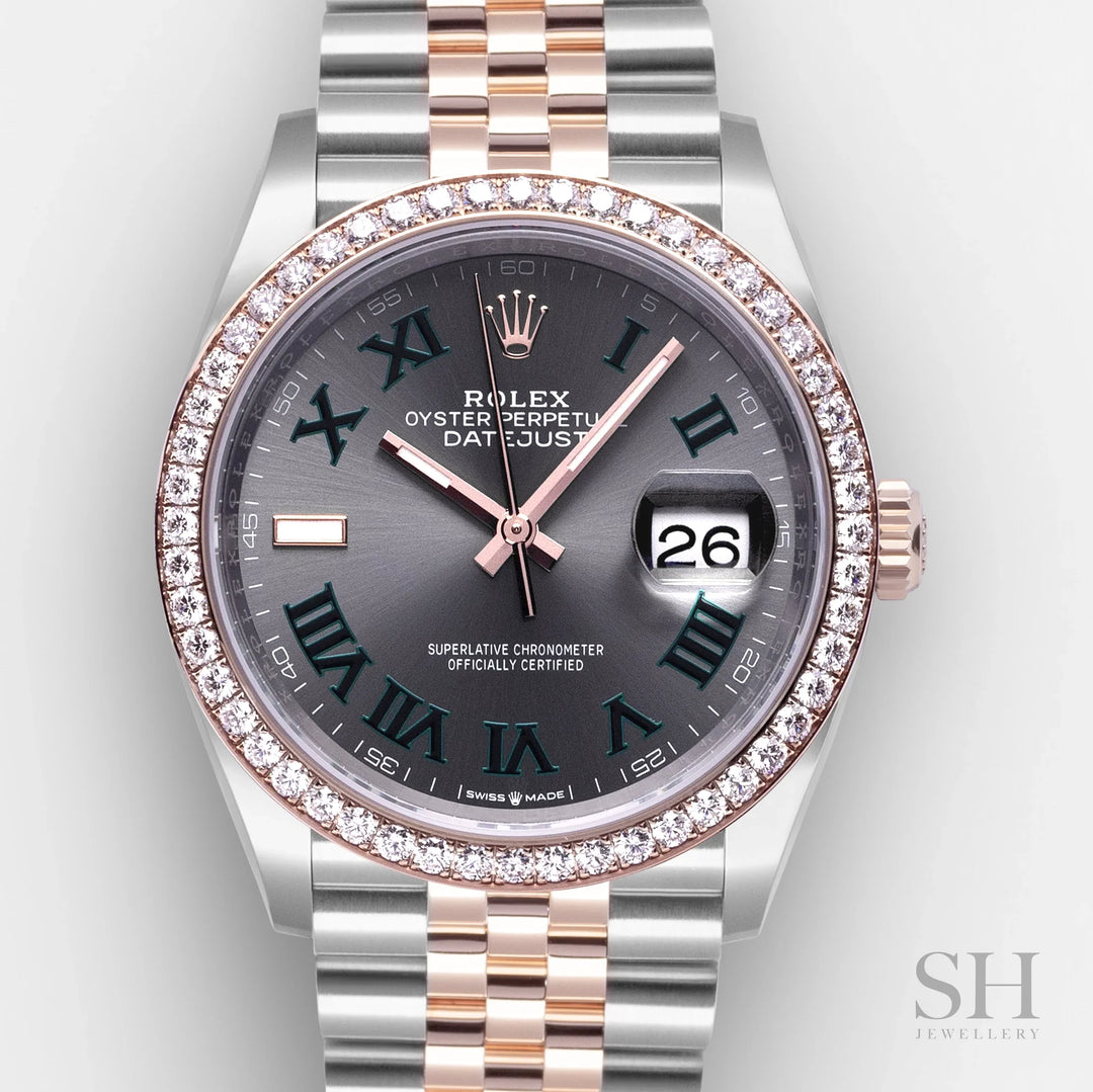 Rolex Datejust36 36mm 'Wimbledon' Steel/RG Slate Dial Numeral Markers 2023 Ref m126281rbr-0017 (#567)