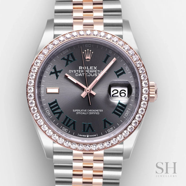 Rolex Datejust36 36mm 'Wimbledon' Steel/RG Slate Dial Numeral Markers 2023 Ref m126281rbr-0017 (#567)