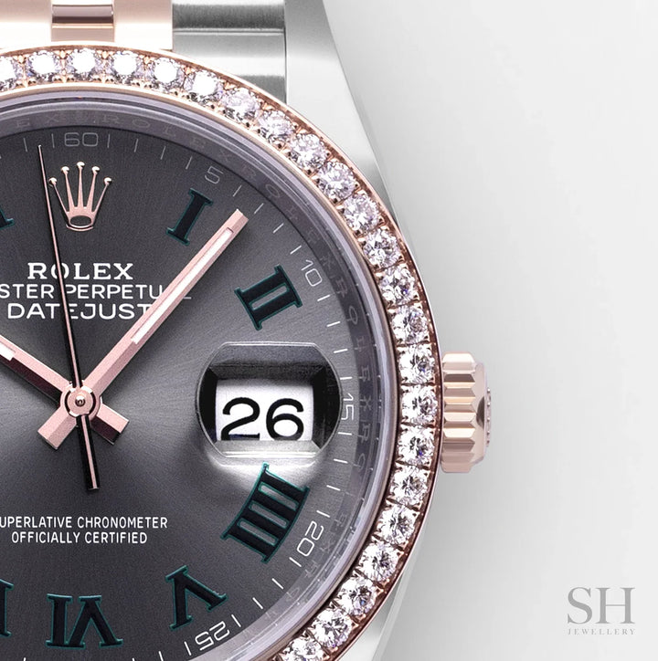 Rolex Datejust36 36mm 'Wimbledon' Steel/RG Slate Dial Numeral Markers 2023 Ref m126281rbr-0017 (#567)