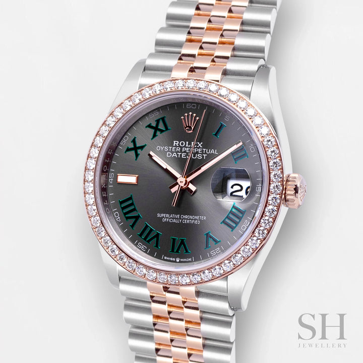 Rolex Datejust36 36mm 'Wimbledon' Steel/RG Slate Dial Numeral Markers 2023 Ref m126281rbr-0017 (#567)