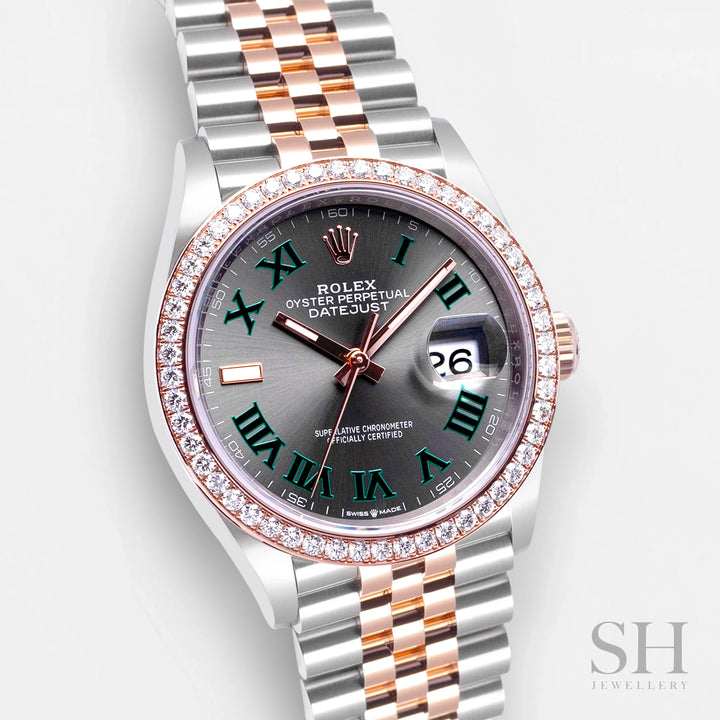 Rolex Datejust36 36mm 'Wimbledon' Steel/RG Slate Dial Numeral Markers 2023 Ref m126281rbr-0017 (#567)