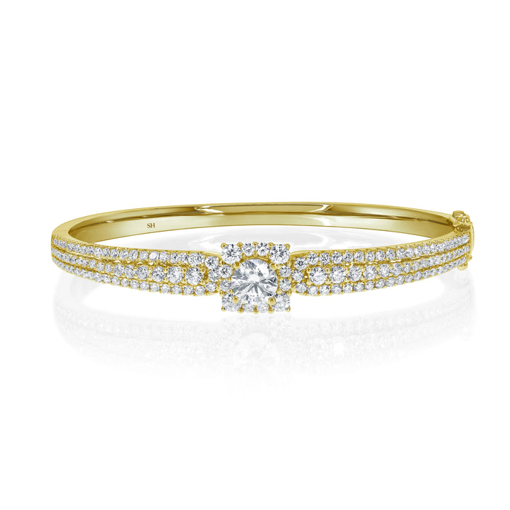 Square Halo Centre in Three Row Bangle (5.5mm) - W0914