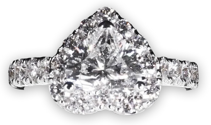 Bold Halo Heart-Shaped Engagement Ring with Pavé-Set Band - W0583