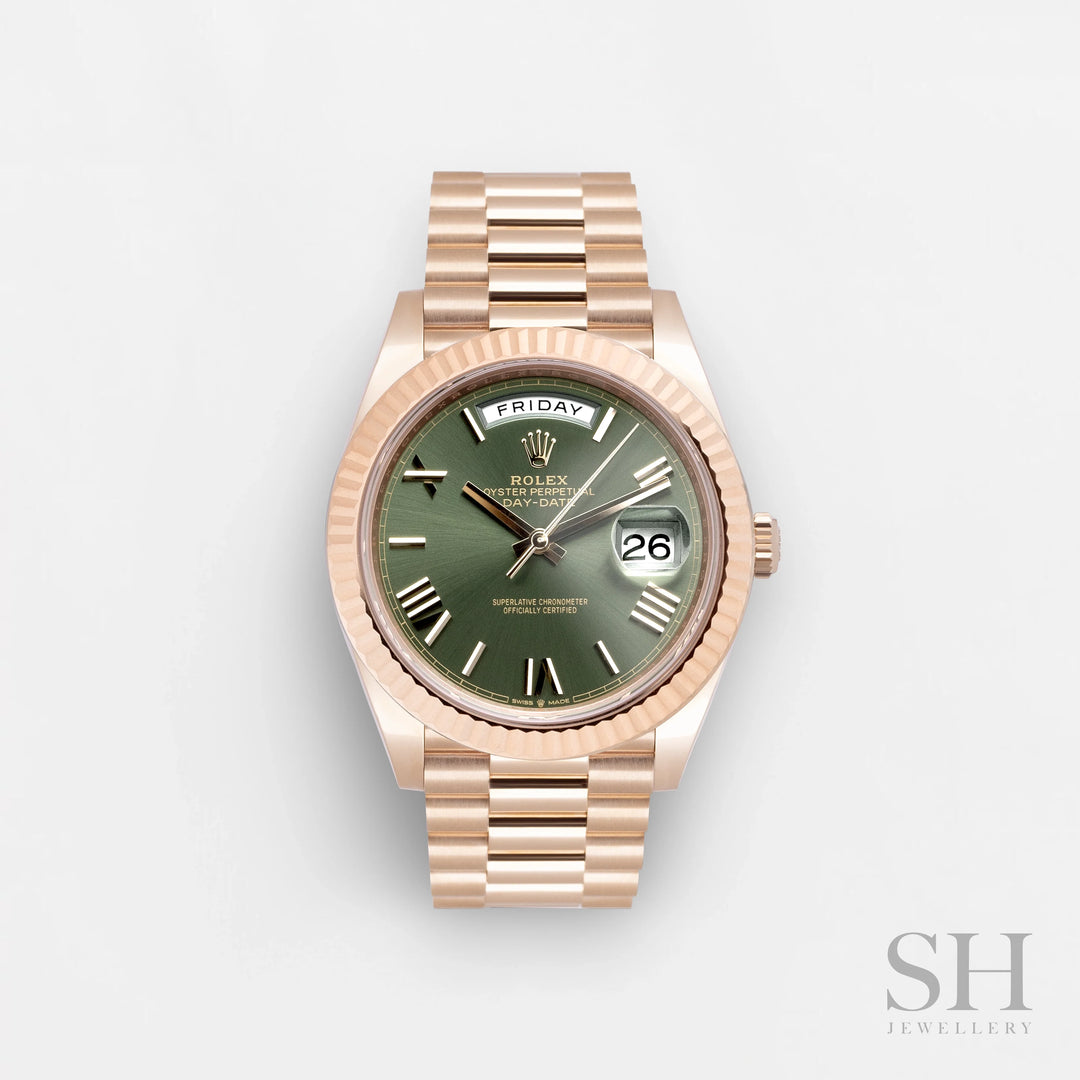 Rolex Day-Date40 40mm RG Olive Green Dial Numeral Markers 2024 Ref m228235-0025 (#609)