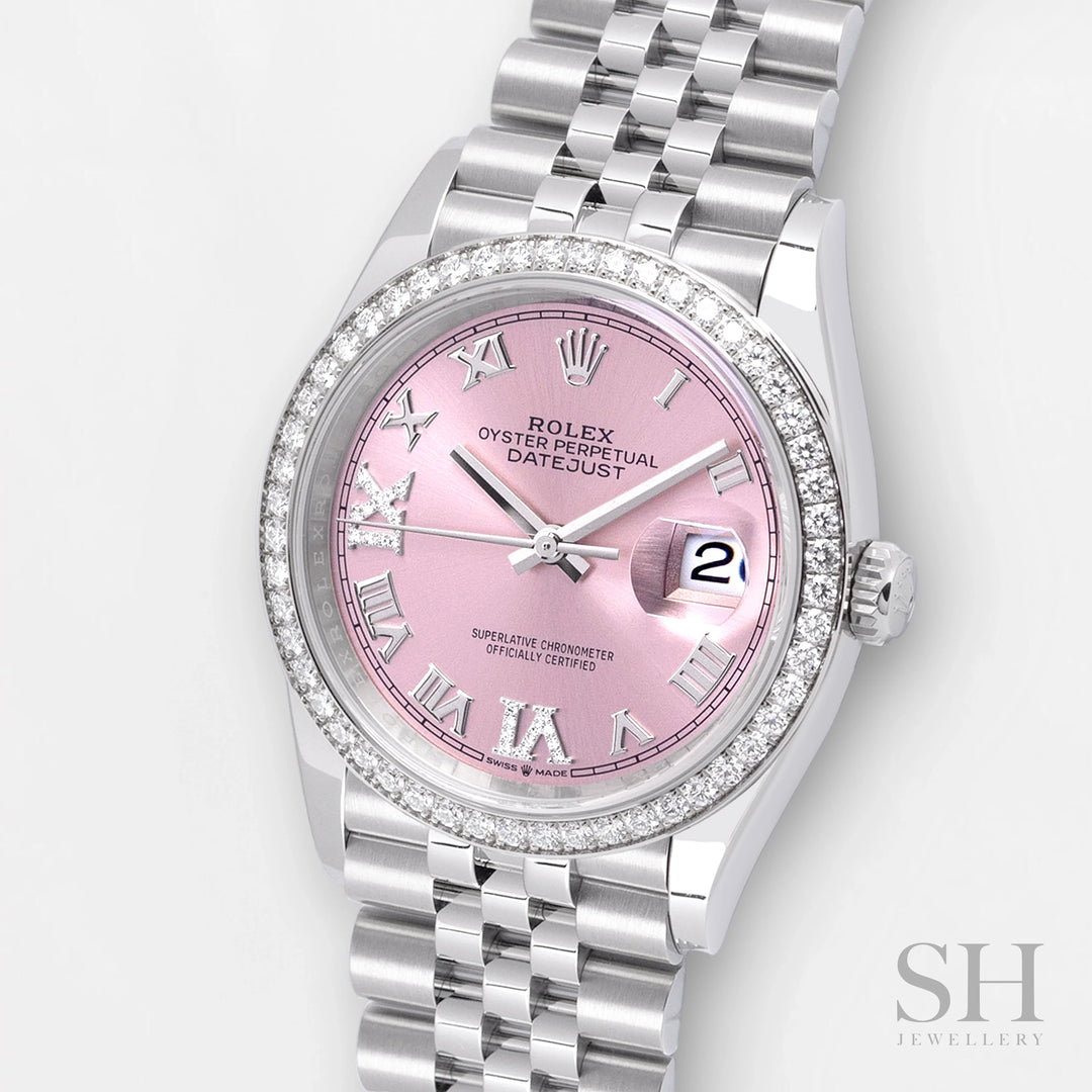 Rolex Datejust36 36mm Steel/WG Pink Dial Numeral Markers 2024 Ref m126284rbr-0023 (#611)