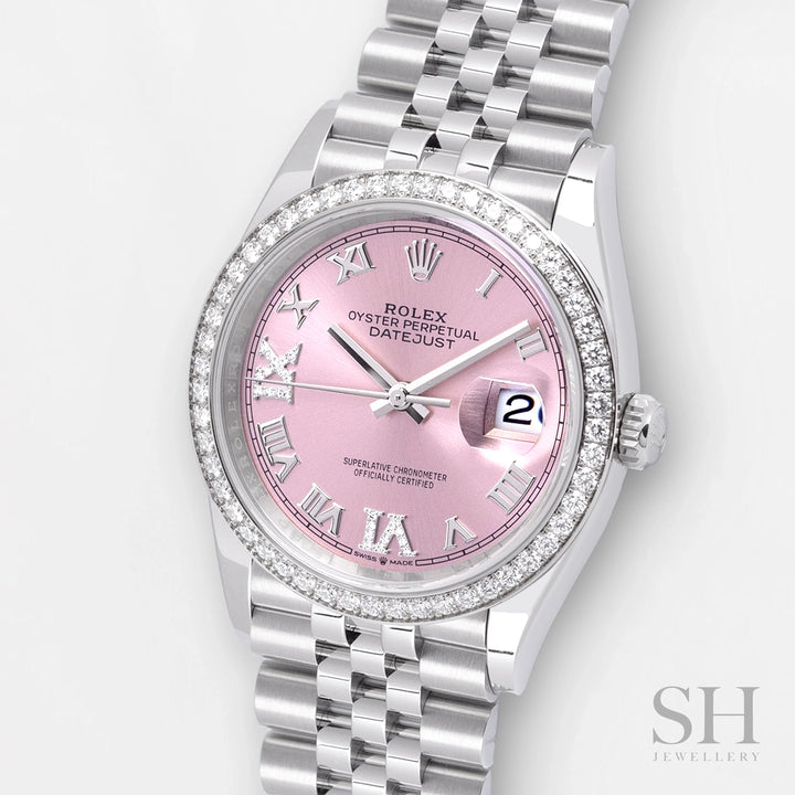 Rolex Datejust36 36mm Steel/WG Pink Dial Numeral Markers 2024 Ref m126284rbr-0023 (#611)