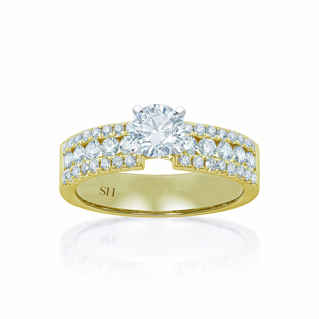 Bold 4-Claw engagement ring with wider diamond band - W0262