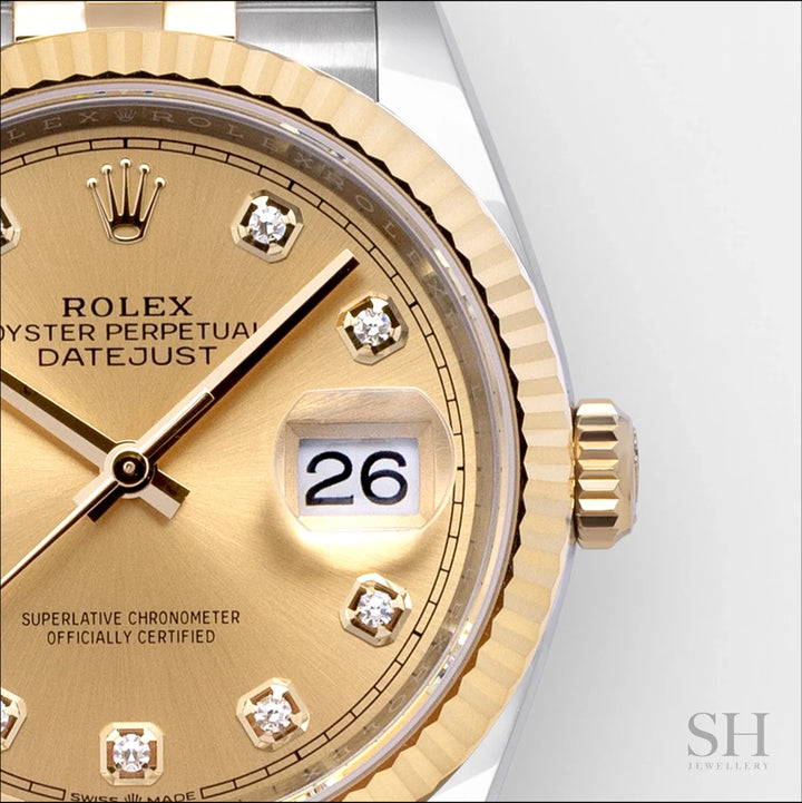 Rolex Datejust36 36mm Steel/YG Champagne Dial Diamond Markers 2024 Ref m126233-0017 (#619)