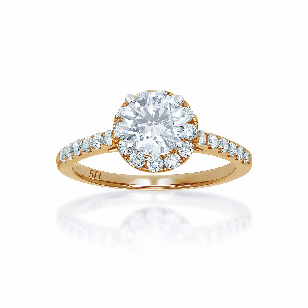 Halo Style Engagement Ring with Pavé-Set Band - W0045