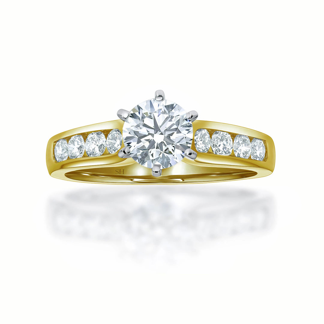 6-claw channel set timeless engagement ring - W0353