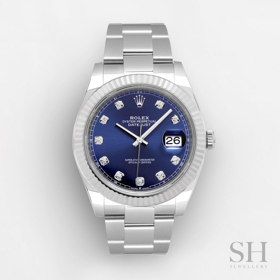 Rolex Datejust41 41mm Steel/WG Blue Dial Diamond Markers 2024 Ref m126334-0015 (#635)