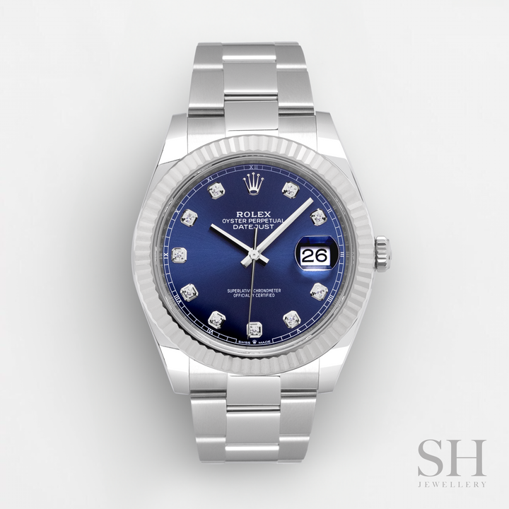 Rolex Datejust41 41mm Steel/WG Blue Dial Diamond Markers 2024 Ref m126334-0015 (#635)