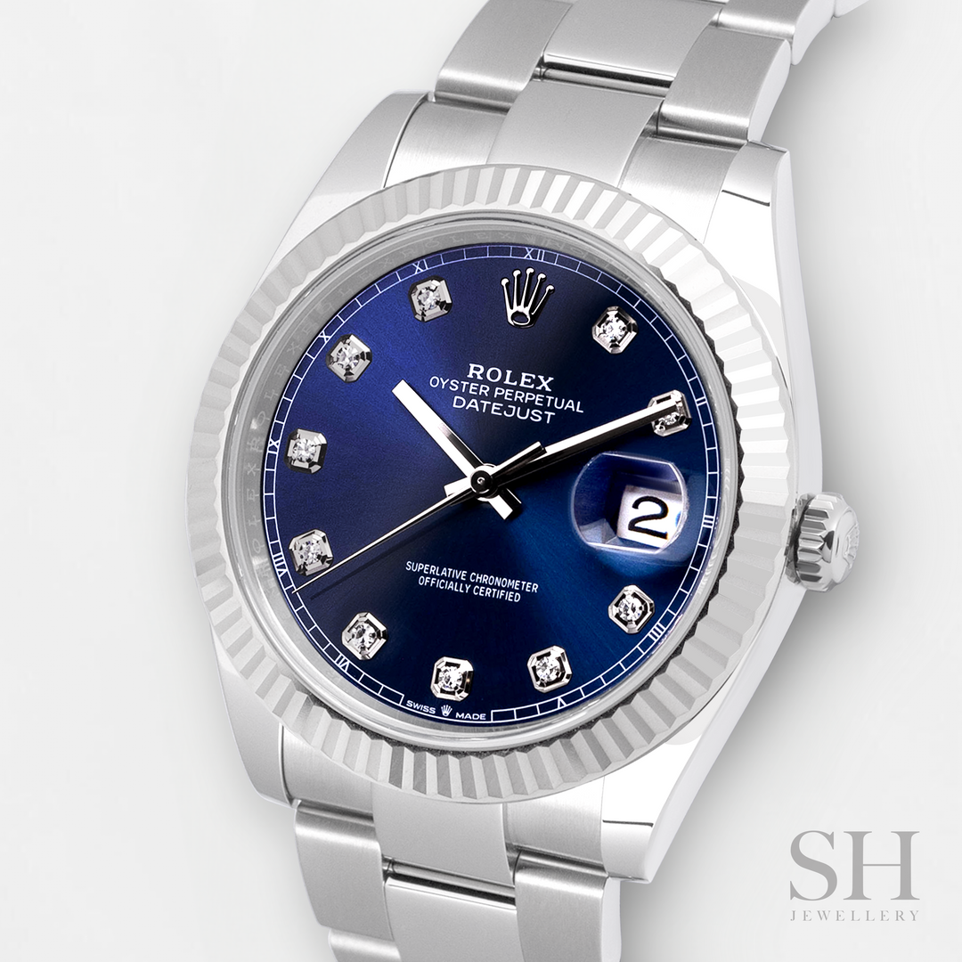 Rolex Datejust41 41mm Steel/WG Blue Dial Diamond Markers 2024 Ref m126334-0015 (#635)
