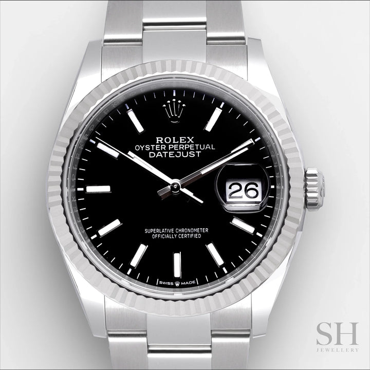 Rolex Datejust36 36mm Steel/WG Black Dial Stick Markers 2024 Ref m126234-0016 (#641)