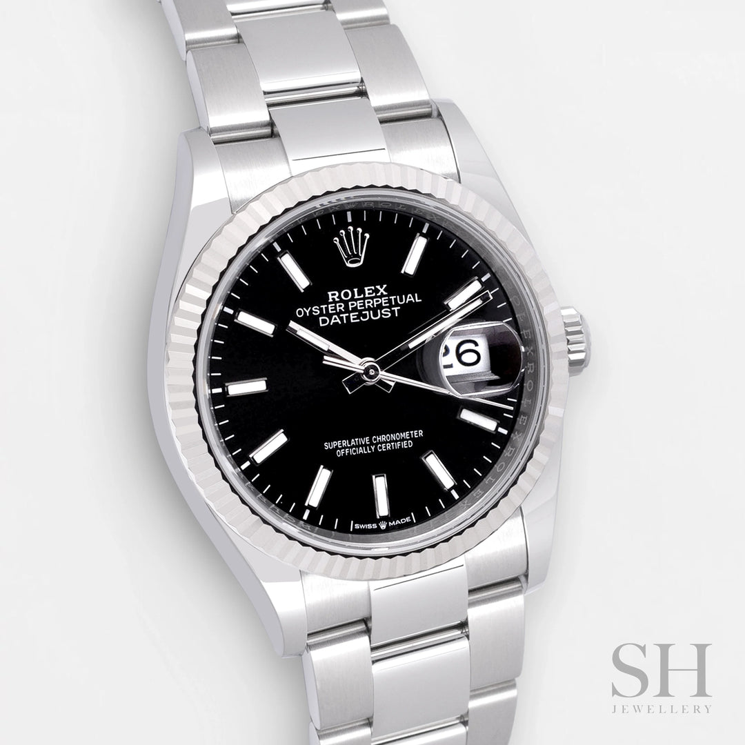 Rolex Datejust36 36mm Steel/WG Black Dial Stick Markers 2024 Ref m126234-0016 (#641)