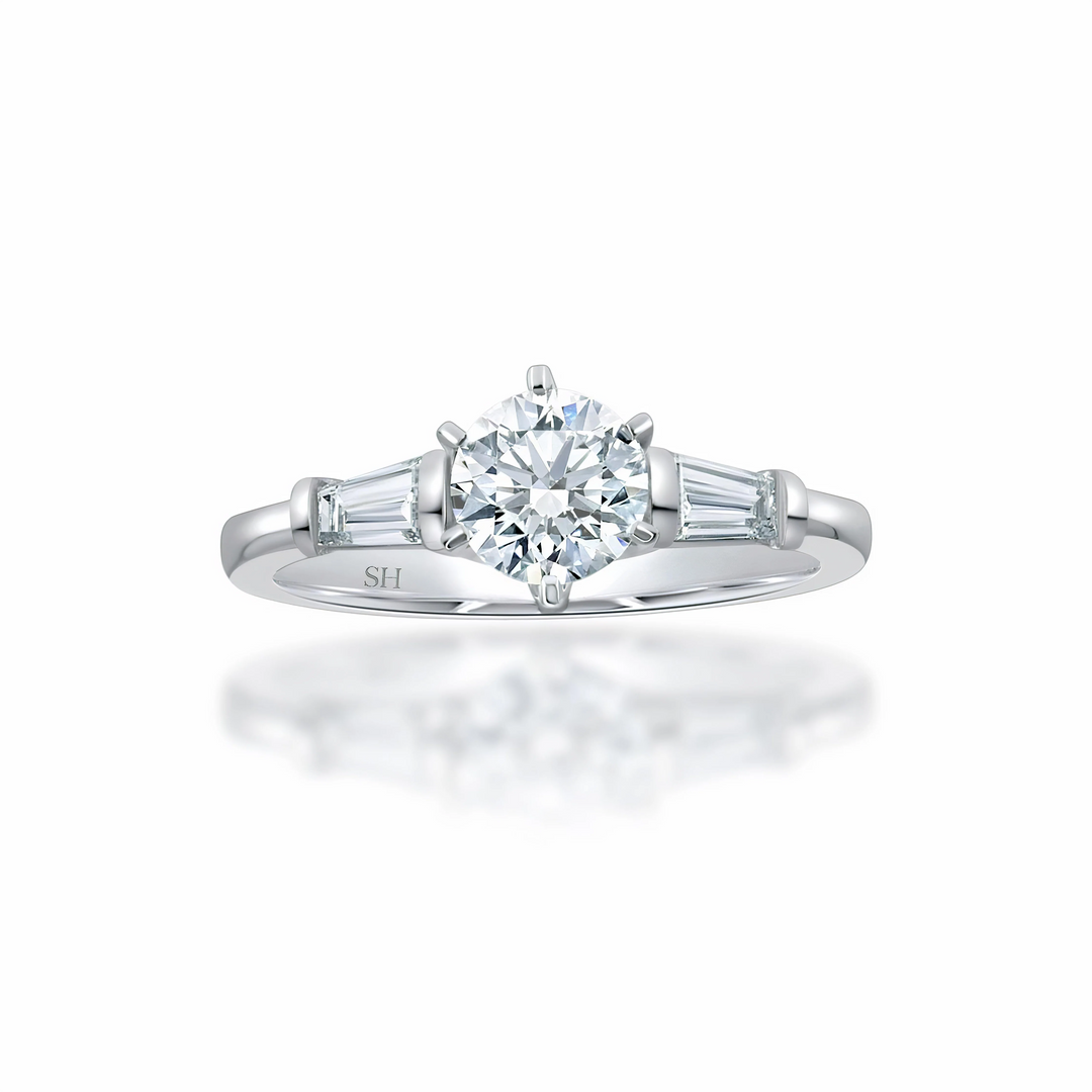 Elegant Round Brilliant Cut and tapered Baguettes - W0328