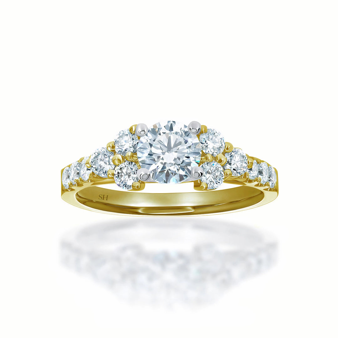 Elegant engagement ring with twin stone shoulders - W0320
