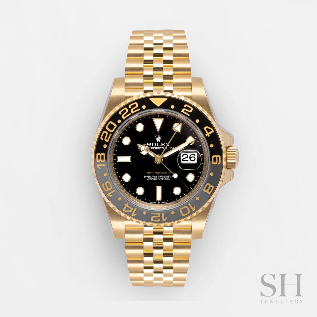 Rolex GMT-Master II 40mm YG Black Dial Button Markers 2024 Ref m126718grnr-0001 (#858)