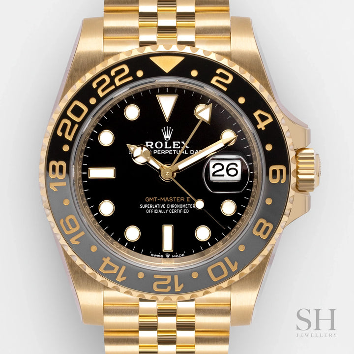 Rolex GMT-Master II 40mm YG Black Dial Button Markers 2024 Ref m126718grnr-0001 (#858)