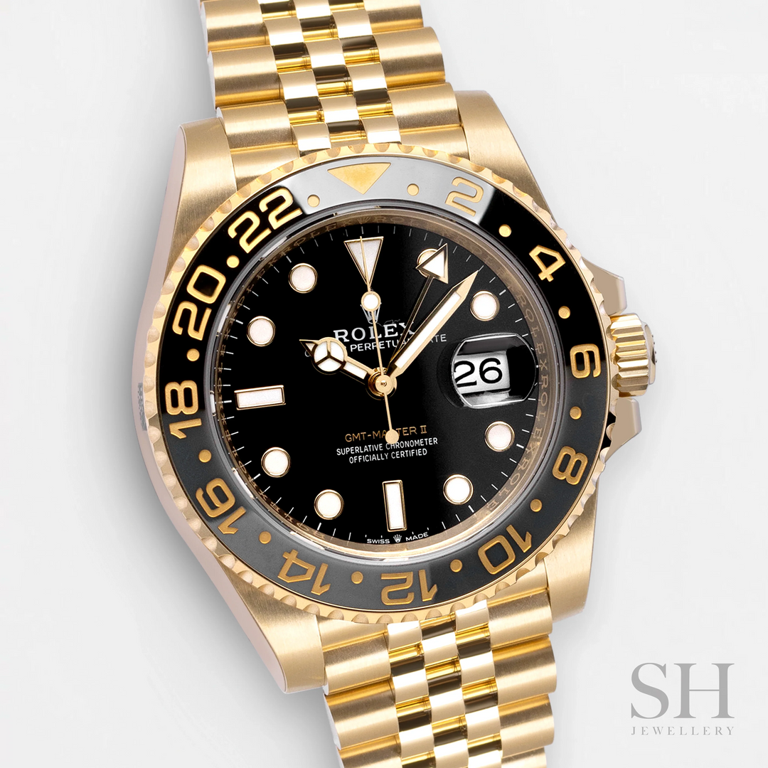 Rolex GMT-Master II 40mm YG Black Dial Button Markers 2024 Ref m126718grnr-0001 (#858)