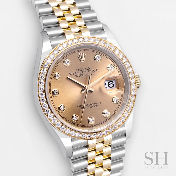 Rolex Datejust36 36mm Steel/YG Champagne Dial Diamond Markers 2024 Ref m126283rbr-0003 (#685)