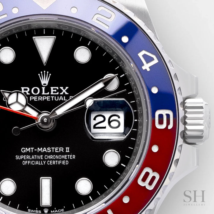Rolex GMT-Master II 40mm 'Pepsi' Steel Black Dial Button Markers 2024 Ref m126710blro-0001 (#924)