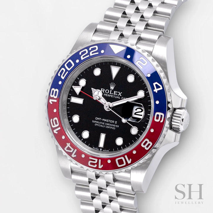Rolex GMT-Master II 40mm 'Pepsi' Steel Black Dial Button Markers 2024 Ref m126710blro-0001 (#883)