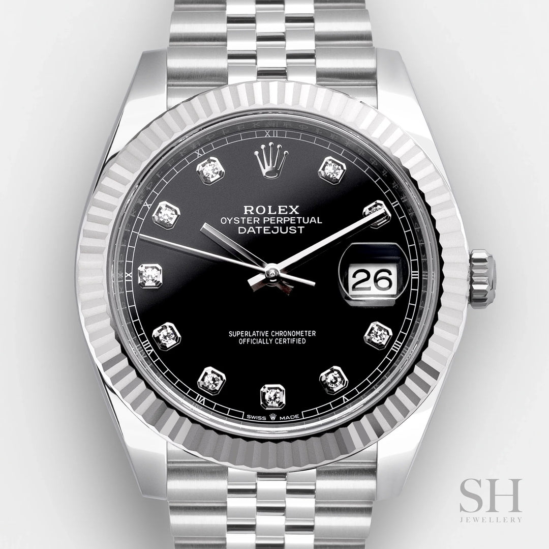 Rolex Datejust41 41mm Steel/WG Black Dial Diamond Markers 2025 Ref m126334-0012 (#917)