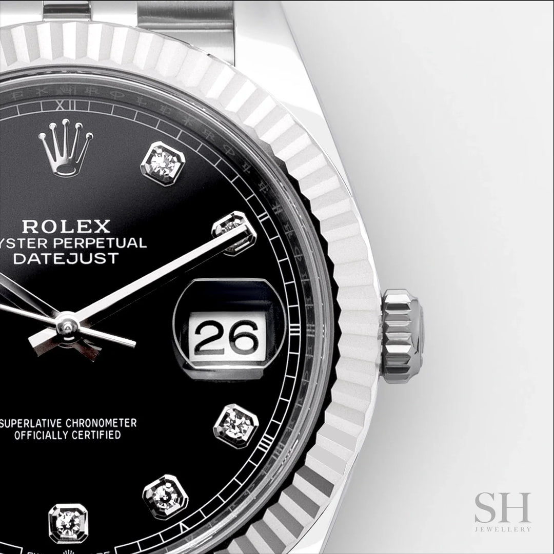 Rolex Datejust41 41mm Steel/WG Black Dial Diamond Markers 2025 Ref m126334-0012 (#917)