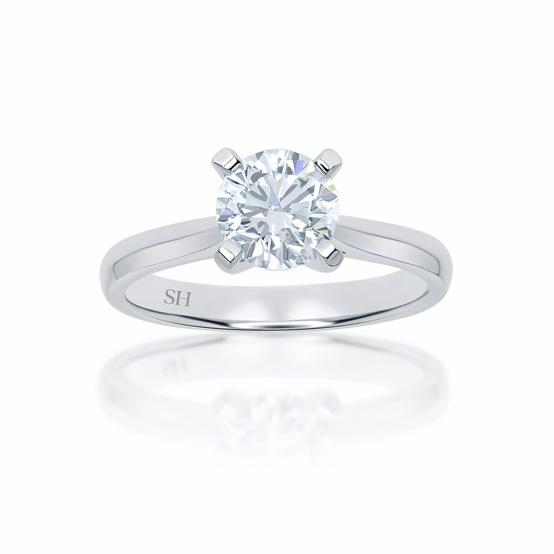 Modern 4-Claw solitaire engagement ring - W0006