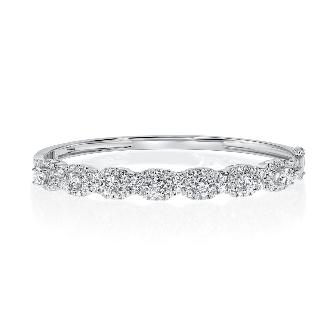 Heavenly Seven Diamond Pairs Oval Bangle 7.0mm - W0925