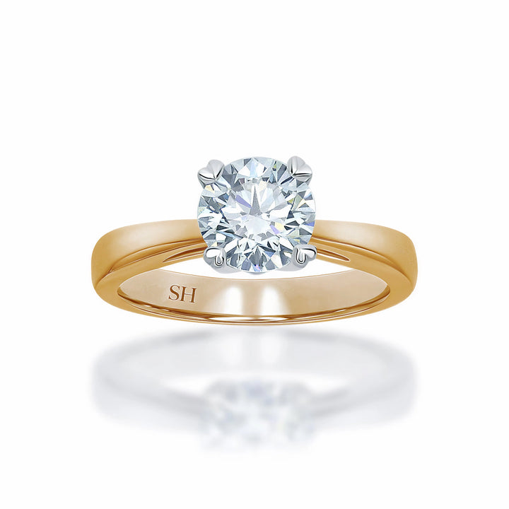 4-Claw solitaire engagement ring with heart shaped prong tips - W0001