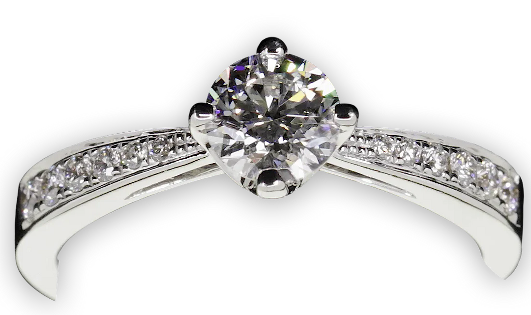 Classic offset 4-Claw setting with tapered band - W0021