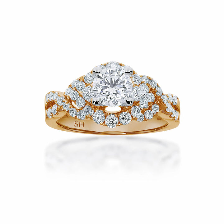 Interweaved modern halo ring - W0348